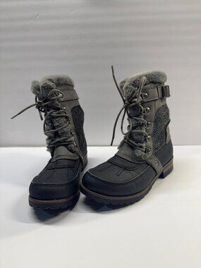 Rock & Candy By Zigi Danlea Gray Lace Up Faux Fur Trim Boots Womens Size 7